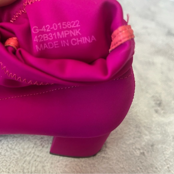 New Topshop Hot Pink Stretch Ankle Block Heel Booties - Picture 8 of 15